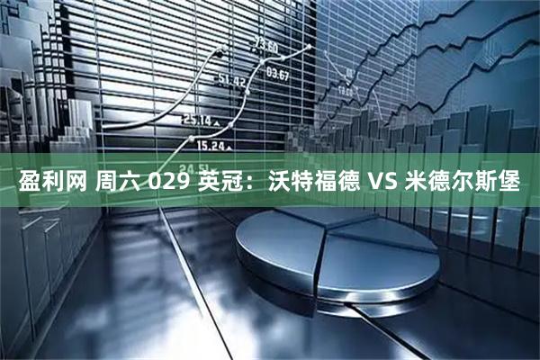 盈利网 周六 029 英冠:沃特福德 VS 米德尔斯堡