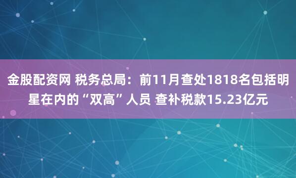 金股配资网 税务总局:前11月查处1818名包括明星在内的“双高”人员 查补税款15.23亿元